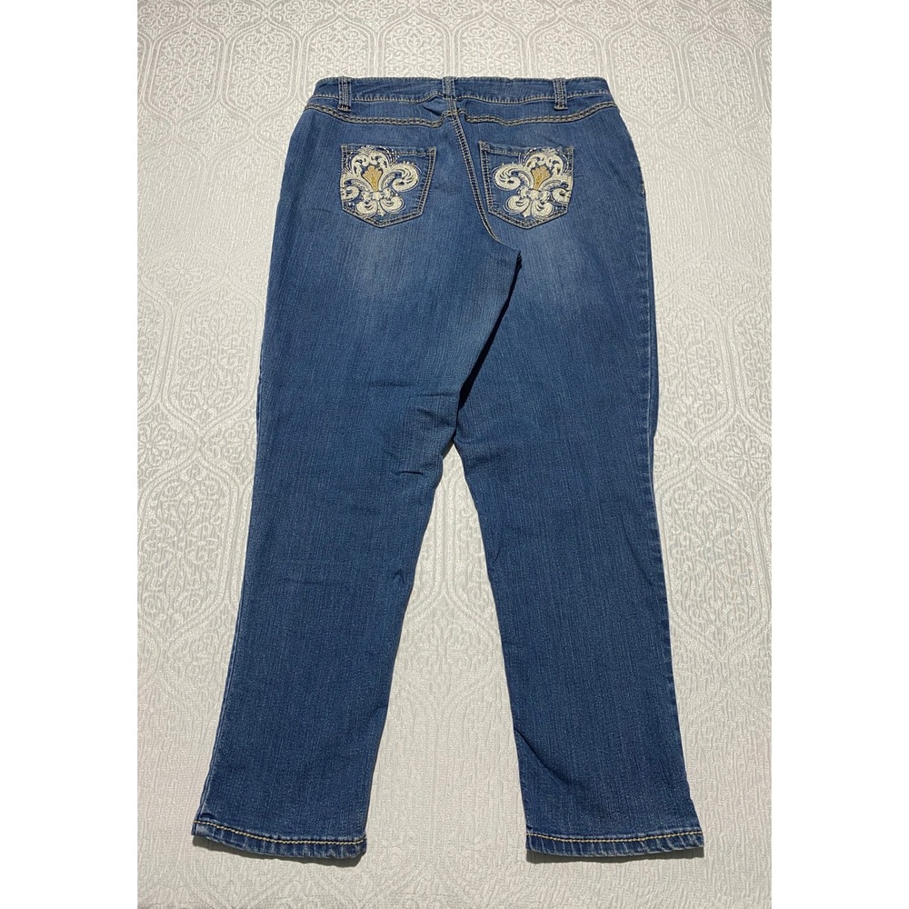 Lane Bryant Denim Jeans Women's Size 16 Blue Embellished Pockets Skinny